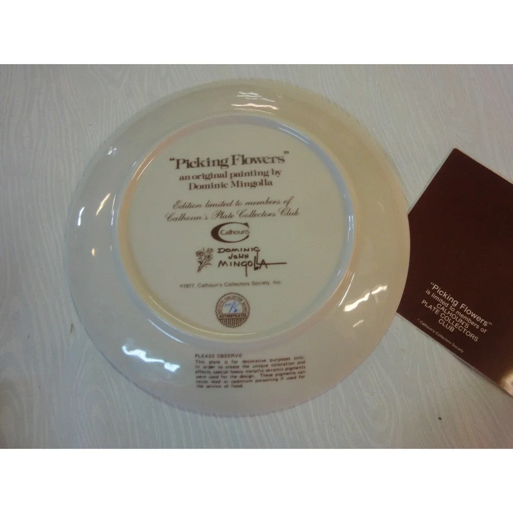 Picking flowers Dominic Mingolla 1977 Calhouns collectors plate - Picture 5 of 7